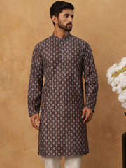 Festive Cotton Blend Printed Kurta (65KO 5434 Grey ) [FF] [Q-11-14]