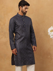 Festive Cotton Blend Printed Kurta (65KO 5436 Navy ) [FF] [Q-11-14]