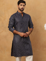 Festive Cotton Blend Printed Kurta (65KO 5436 Navy ) [FF] [Q-11-14]