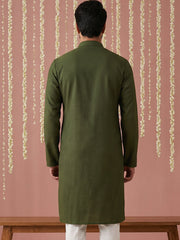 Embroidered Kurta for Men ( 65KO 5441Olive S ) [FF] [O-6]