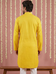 Embroidered Kurta for Men ( 65KO 5441Yellow S ) [FF] [O-6]