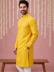Embroidered Kurta for Men ( 65KO 5441Yellow S ) [FF] [O-6]