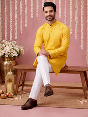 Embroidered Kurta for Men ( 65KO 5441Yellow S ) [FF] [O-6]