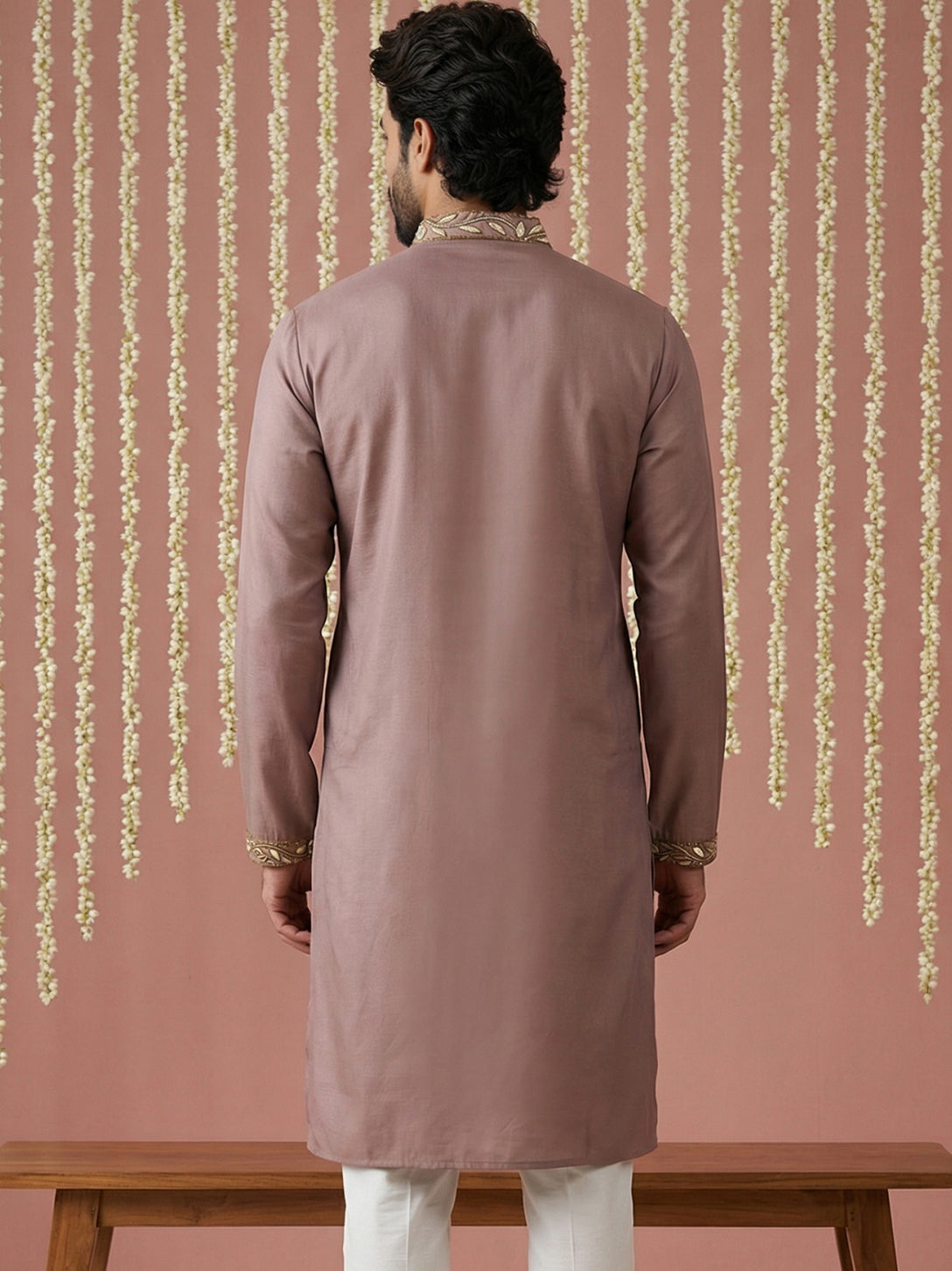 DesiQlo Men Embroidered Kurta Only - Brown - 65KO_5445Brown_S