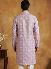 Men Cotton Blend Kurta with Foil Print ( 65KO 5446Lavender S ) [FF] [N-2]