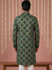 Men Cotton Blend Kurta with Foil Print ( 65KO 5446Olive S ) [FF] [N-2]