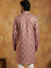 Men Cotton Blend Kurta with Foil Print ( 65KO 5446Peach S ) [FF] [N-2]