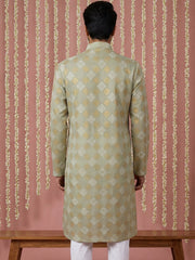 Men Cotton Blend Kurta with Foil Print ( 65KO 5446Pista S ) [FF] [N-2]