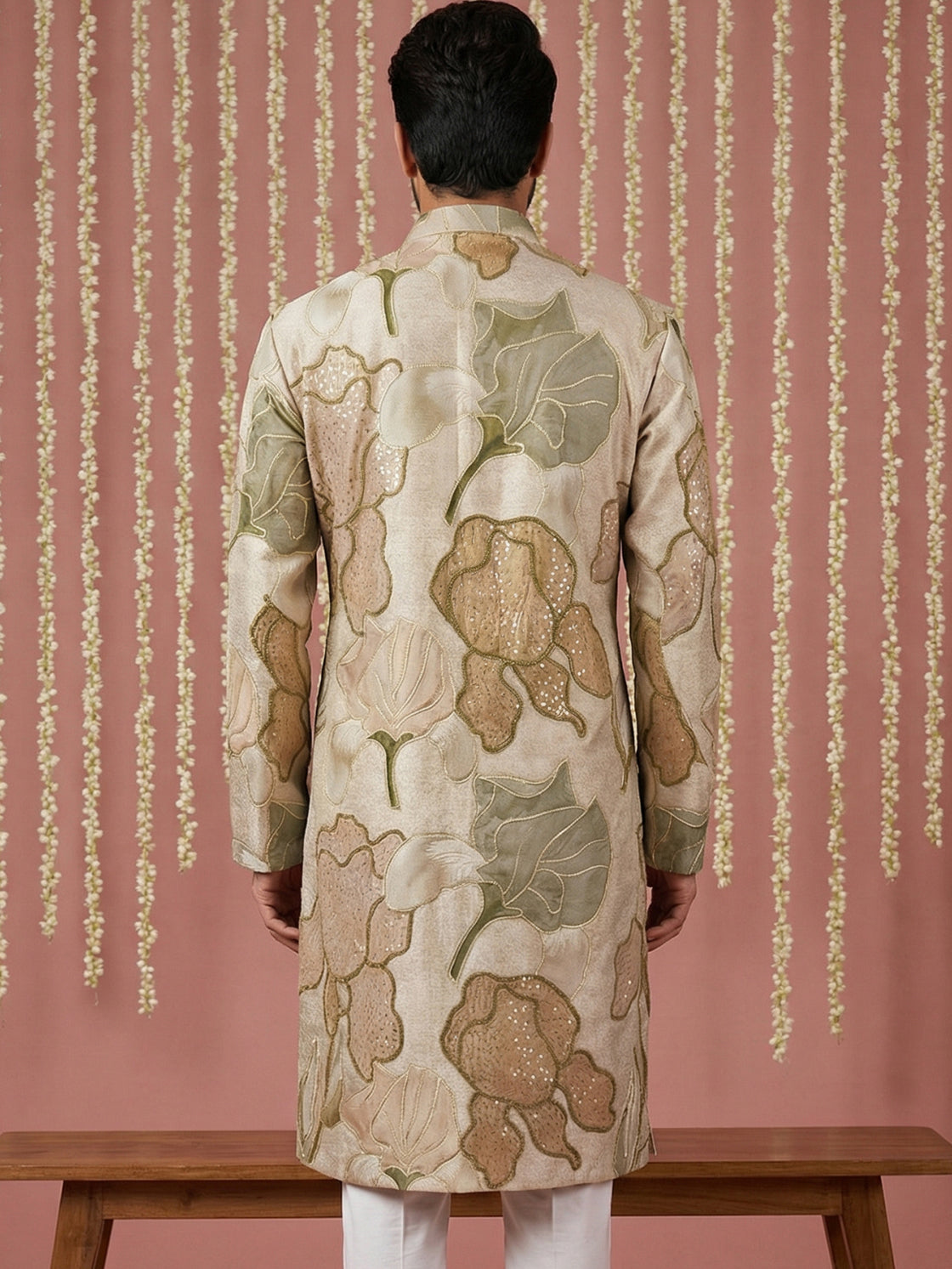 DesiQlo Men Embroidered Kurta Only - Beige - 65KO_5447Beige_S