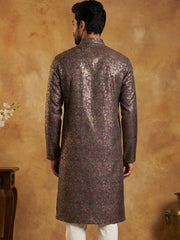 Men Cotton Blend Kurta with Foil Print ( 65KO 5452Maroon S ) [FF] [Q-11-14]