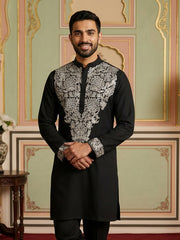Japanese Fabric Embroidered Kurta ( 65KO 5453Black S ) [FF] [N-7-8]