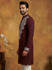Japanese Fabric Embroidered Kurta ( 65KO 5453Purple S ) [FF] [N-7-8]
