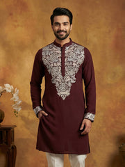 Japanese Fabric Embroidered Kurta ( 65KO 5453Purple S ) [FF] [N-7-8]