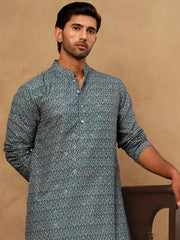 Cotton Blend Ethnic Printed Kurta ( 65KO 5455Sea-Green )