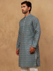 Cotton Blend Ethnic Printed Kurta ( 65KO 5455Sea-Green )
