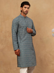 Cotton Blend Ethnic Printed Kurta ( 65KO 5455Sea-Green )