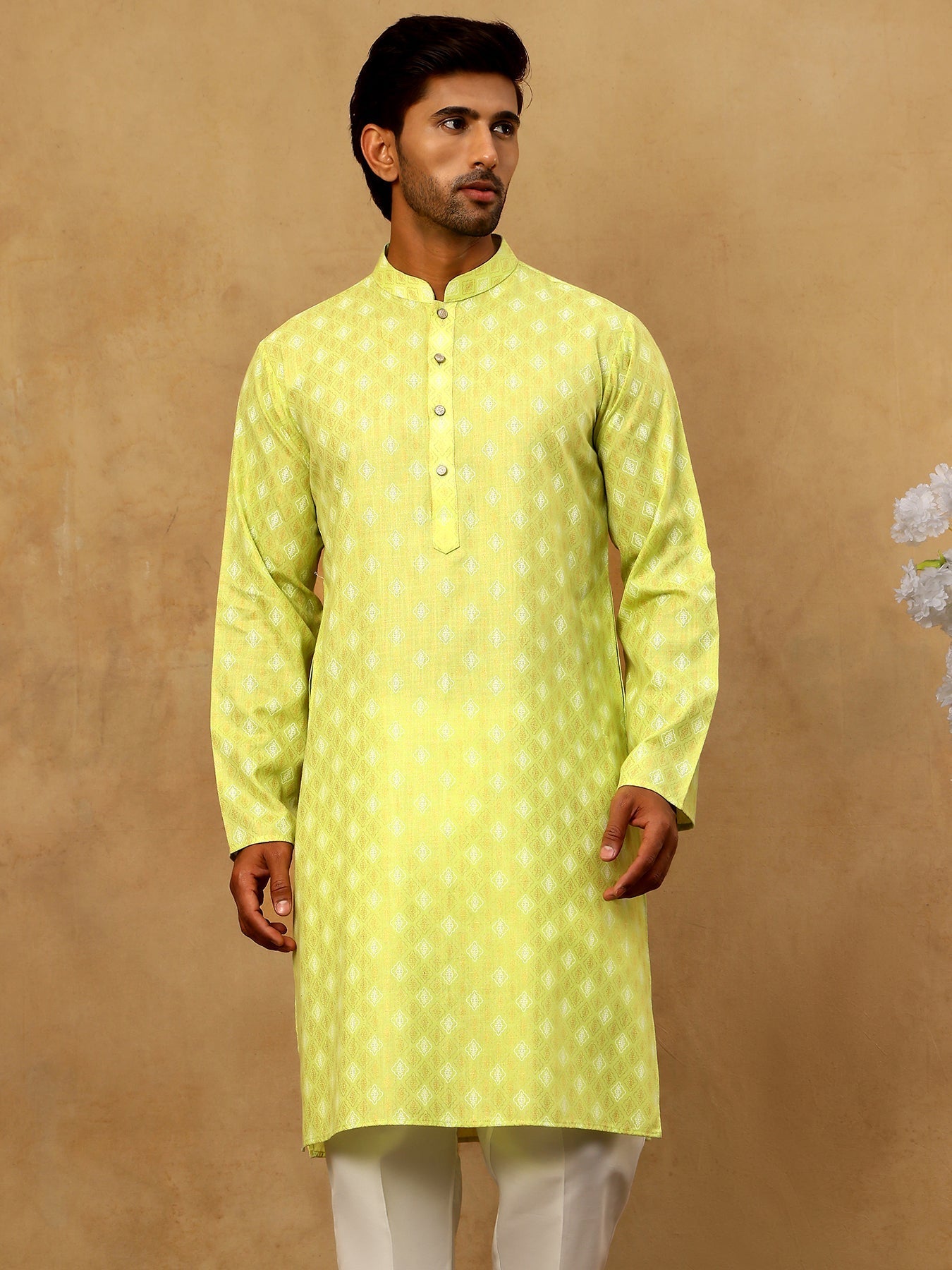 DesiQlo Men Printed Kurta Only - Green - 65KO_5459Green_S