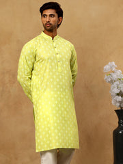 Classic Ethnic Print Cotton Blend Kurta ( 65KO 5459Green )