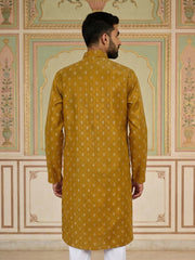 Classic Ethnic Print Cotton Blend Kurta ( 65KO 5459Mustard S ) [FF] [K-14]