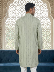 Embroidered Silk Blend Straight Kurta ( 65KO 5460Pista S ) [FF] [A-1-4]
