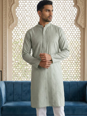 Embroidered Silk Blend Straight Kurta ( 65KO 5460Pista S ) [FF] [A-1-4]