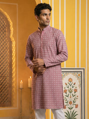 Embroidered Cotton Blend Kurta ( 65KO 5463Pink S ) [FF] [H-10]