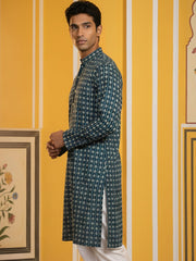 Embroidered Cotton Blend Kurta ( 65KO 5463Sea-Green S ) [FF] [H-10]
