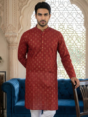 Classic Cotton Blend Foil Print Kurta ( 65KO 5464Maroon ) [FF] [A-1-4]