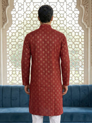 Classic Cotton Blend Foil Print Kurta ( 65KO 5464Maroon ) [FF] [A-1-4]