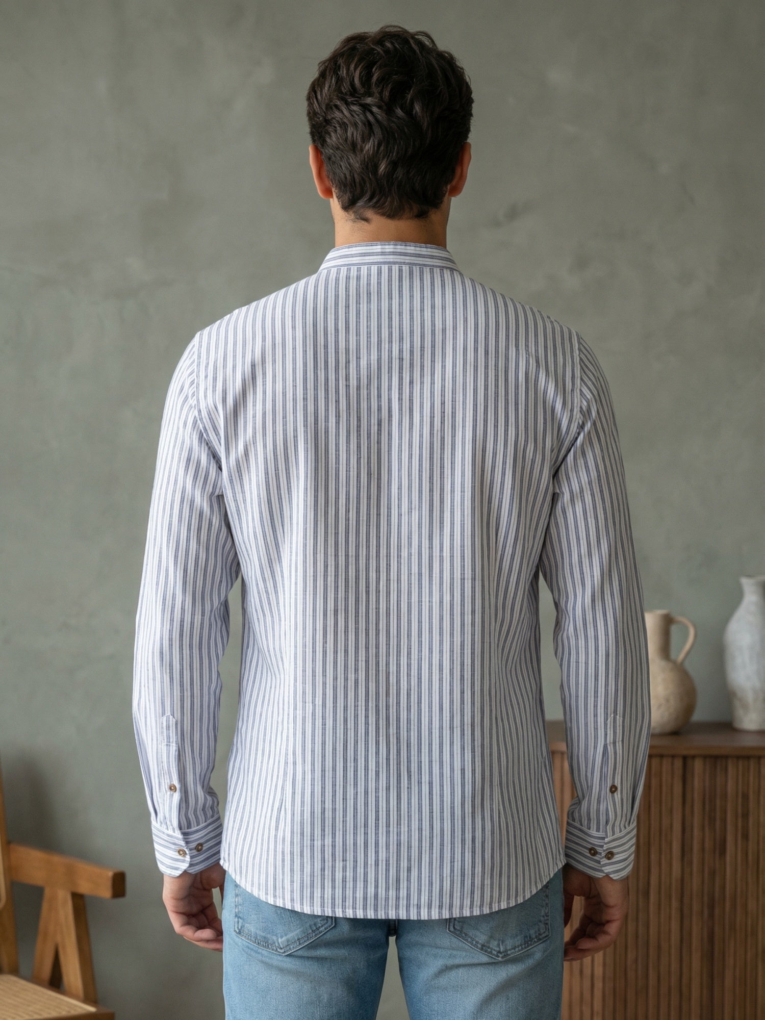 DesiQlo Men Striped Kurta Only - Blue - 65KO_5471Blue_S