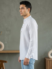 Men’s Blue Striped Short Kurta ( 65KO 5471Blue S ) [FF] [K-14]