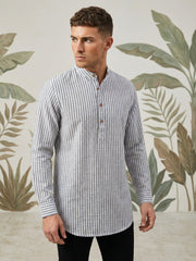 Men’s Charcoal Striped Short Kurta ( 65KO 5471Charcoal S ) [FF] [K-14]