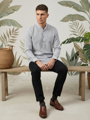 Men’s Charcoal Striped Short Kurta ( 65KO 5471Charcoal S ) [FF] [K-14]