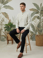 Men’s Grey Striped Short Kurta ( 65KO 5471Grey S ) [FF] [K-14]