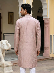Men Peach Embroidered Festive Kurta ( 65KO 5472Peach S ) [FF] [Q-11-14]