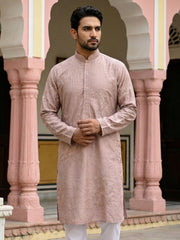 Men Peach Embroidered Festive Kurta ( 65KO 5472Peach S ) [FF] [Q-11-14]