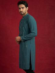 Men Japanese Imported Embroidered Kurta ( 65KO 5474Blue S ) [FF] [I-1] [FF] [M-5]