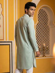 Men Japanese Fabric Embroidered Kurta ( 65KO 5475Green S ) [FF] [N-4]