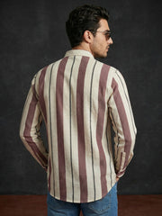 Men Traditional Stripe Printed Short Kurta ( 65KO 5484Coffee S ) [FF] [ A13 ] [FF] [K-13]