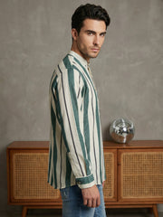 Men Traditional Stripe Printed Short Kurta ( 65SK 5484Green ) [FF] [K-13] [FF] [K-13]