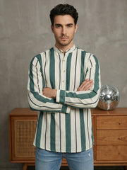 Men Traditional Stripe Printed Short Kurta ( 65SK 5484Green ) [FF] [K-13] [FF] [K-13]