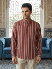 Stripe Pattern Cotton Blend Ethnic Kurta ( 65KO 5485Rust S ) [FF] [K-13]