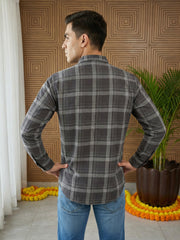 Men Classic Check Design Short Kurta ( 65KO 5486Grey S ) [FF] [ A14 ]