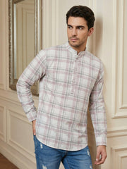 Men Classic Check Design Short Kurta ( 65KO 5486Pink S ) [FF] [ A14 ]