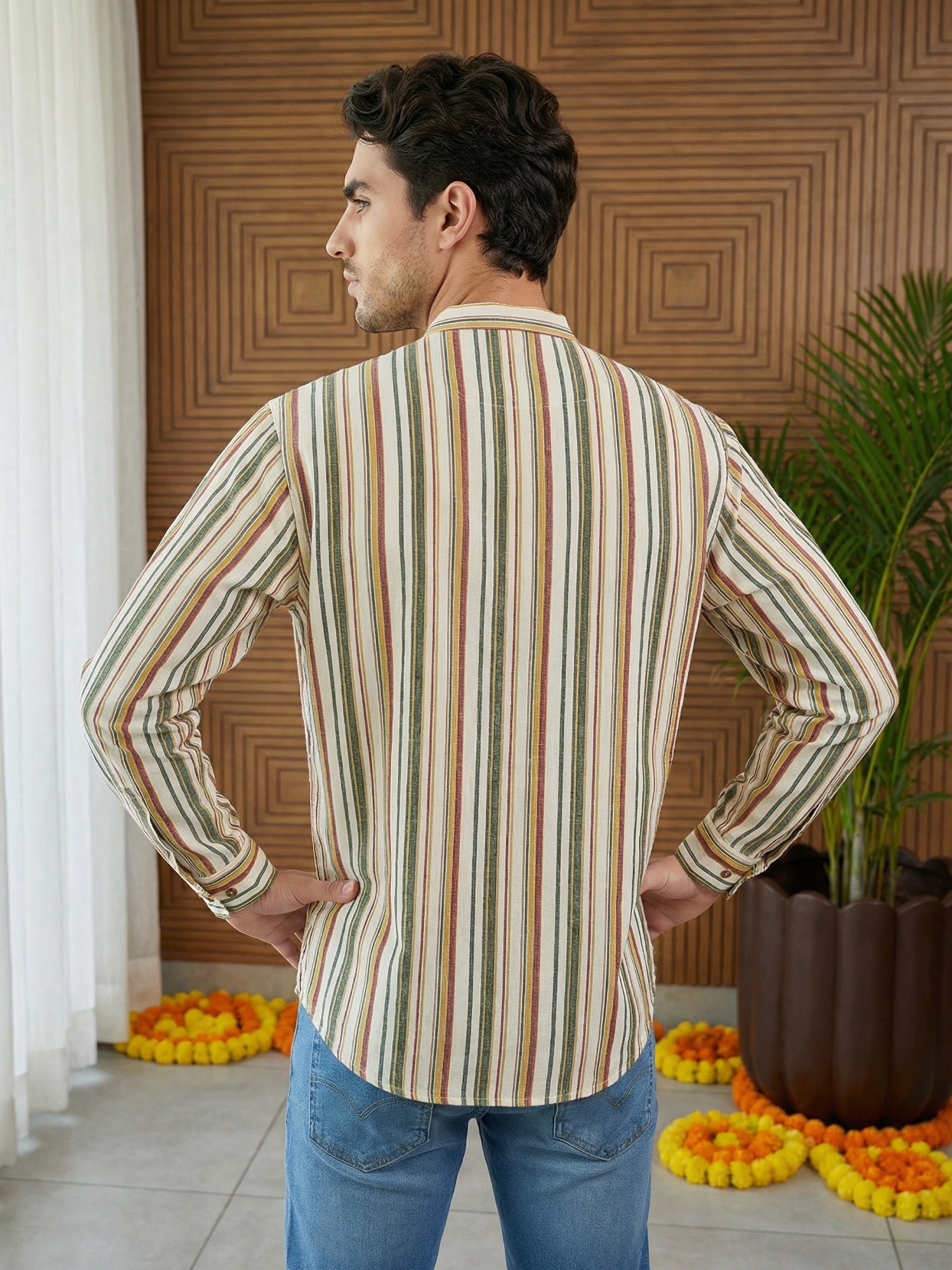 DesiQlo Men Striped Kurta Only - Multicolor