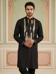 Japanese Fabric Embroidered Kurta ( 65KO 5497Black S ) [FF] [B-6]
