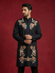 Japanese Imported Fabric Embroidered Kurta ( 65KO 5499Black S ) [FF] [E-10]