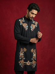 Japanese Imported Fabric Embroidered Kurta ( 65KO 5499Black S ) [FF] [E-10]