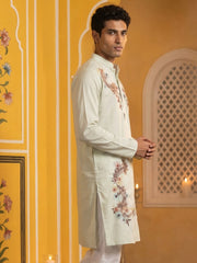 Japanese Imported Fabric Embroidered Kurta ( 65KO 5499White )