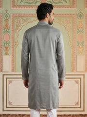 Modern Ethnic Silk Blend Kurta ( 65KO 5501Grey S ) [FF] [A-1-4]